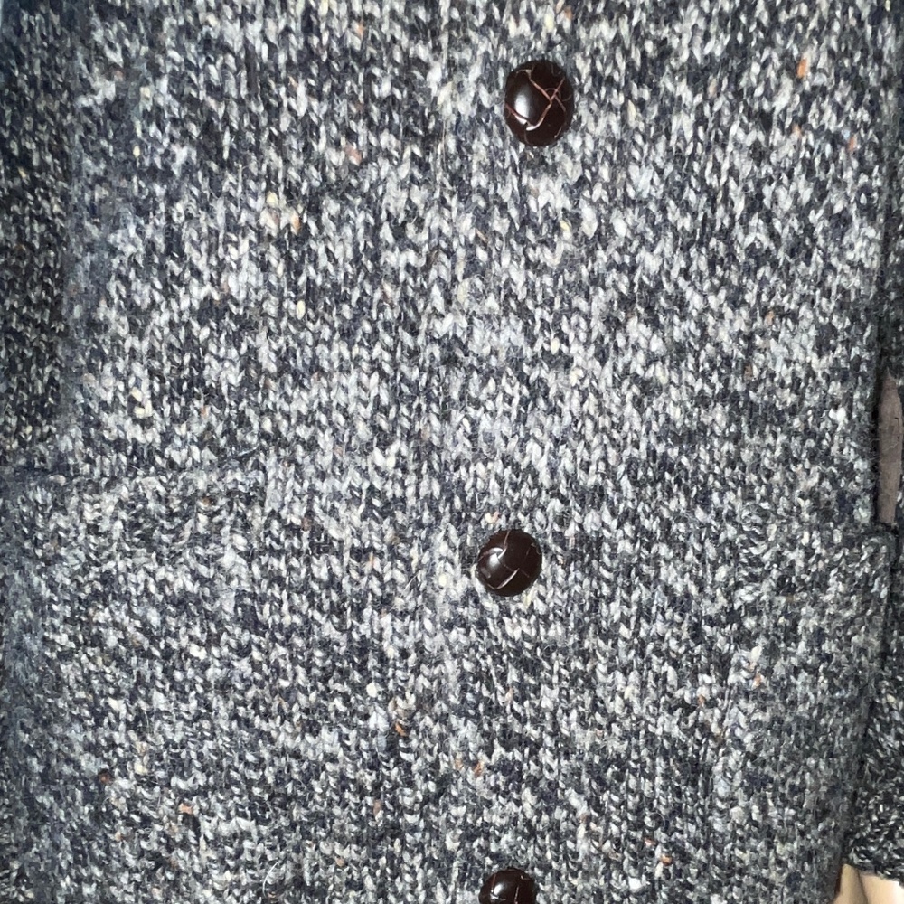 Mens Vintage J CREW MARLED WOOL CARDIGAN LEATHER BUTTONS ELBOW PATCHES SZ S - Picture 3 of 7